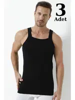 Erkek Siyah Geniş Biyeli Atlet 3'lü Paket Arma Yıldız 1135 - 3 ADET Siyah