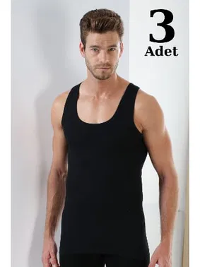 Arma Yıldız Erkek Siyah Pamuklu Likralı Atlet 3'lü Paket Arma Yıldız 1171 - 3 ADET