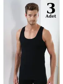 Arma Yıldız Erkek Siyah Pamuklu Likralı Atlet 3'lü Paket Arma Yıldız 1171 - 3 ADET