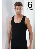 Erkek Siyah Penye Atlet 6lı Paket Arma Yıldız 1107 - 6 ADET Siyah