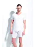 Erkek Süprem V Yaka Atlet Kolcu 1130 Beyaz detay görünüm