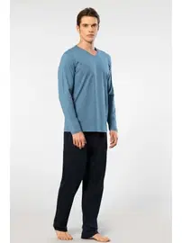 Cacharel V Yaka Uzun Kollu Modal Erkek Pijama Takımı Cacharel 2237