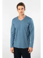 V Yaka Uzun Kollu Modal Erkek Pijama Takımı Cacharel 2237 İndigo detay görünüm