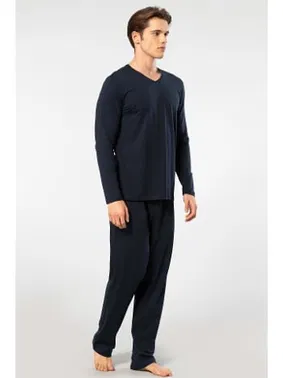 Cacharel Lacivert Modal Uzun Kollu Erkek Pijama Takımı Cacharel 2237 - Alternatif Görünüm