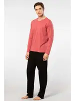 Uzun Kollu Modal Erkek Pijama Takımı Cacharel 2237 Mercan