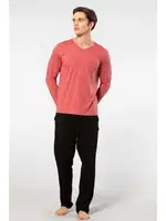 Uzun Kollu Modal Erkek Pijama Takımı Cacharel 2237 Mercan detay görünüm