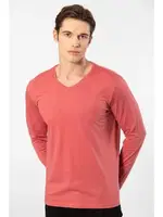 Uzun Kollu Modal Erkek Pijama Takımı Cacharel 2237 Mercan görsel 4