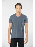 Kısa Kollu V Yaka Likralı Erkek T-shirt 1332 MAVİ1