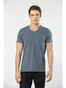Kısa Kollu V Yaka Likralı Erkek T-shirt 1332