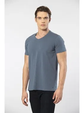 Cacharel Kısa Kollu V Yaka Likralı Erkek T-shirt 1332 - Alternatif Görünüm