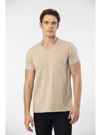 Cacharel V Yaka Kısa Kollu Pamuklu Likralı Erkek T-shirt Cacharel 1332