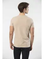 V Yaka Kısa Kollu Pamuklu Likralı Erkek T-shirt Cacharel 1332 Bej farklı açı