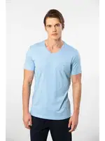 Erkek V Yaka Kısa Kollu T-shirt Cacharel 2170 Açık Mavi detay görünüm