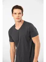 V Yaka Rahat Kesim Erkek T-shirt Cacharel 2170 Antrasit detay görünüm