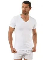 Erkek V Yaka Yarım Kol Pamuklu T-Shirt Fanila Özkan 0273 Beyaz farklı açı