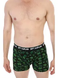 Çift Kaplan Erkek Yeşil Yaprak Desenli Dijital Boxer Çift Kaplan 796