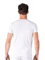 Erkek Yuvarlak Simit Yaka Pamuklu Modal T-Shirt Fanila Özkan 11144 Beyaz detay görünüm
