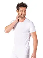 Erkek Yuvarlak Simit Yaka Pamuklu Modal T-Shirt Fanila Özkan 11144 Beyaz farklı açı