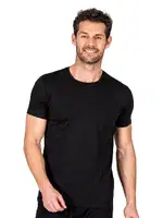 Erkek Yuvarlak Simit Yaka Pamuklu Modal T-Shirt Fanila Özkan 11144 Siyah görsel 4