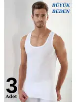 Erkek %100 Pamuklu Büyük Beden Atlet Arma Yıldız 1142 - 3 ADET Beyaz