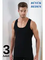 Erkek %100 Pamuklu Büyük Beden Atlet Arma Yıldız 1142 - 3 ADET Siyah