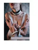 Erotik Boyunluk Harness Tasma Zinciri 6037 Beyaz detay görünüm