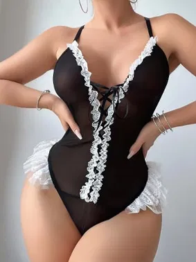 Jesica Bella Erotik Siyah Fırfırlı Body Jesica Bella E-00146