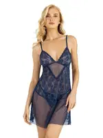 Eteği Transparan Lacivert Kısa Tül Gecelik Ahu Primoda 4201  Lacivert