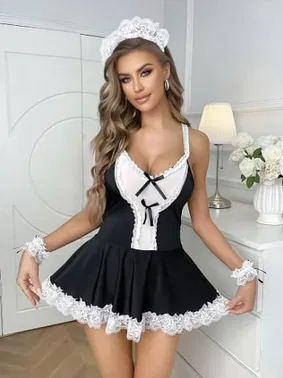 İzabel Etekleri Fırfırlı Dekolteli Hizmetçi Kostüm İzabel 9002