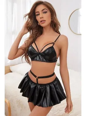 Phevos Fantezi Deri Etek Büstiyer Takım Phevos 011-008015