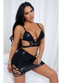 Phevos Fantezi Deri Etek Büstiyer Takım Phevos 011-008018