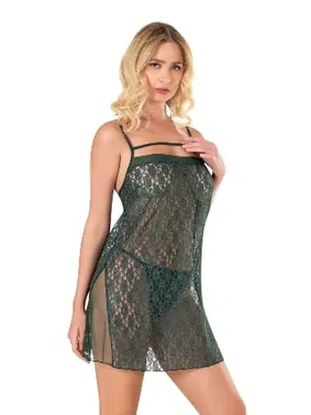 Ahu Lingerie Fantezi Kısa Tül Koyu Yeşil Gecelik Ahu Primoda 4146 - Alternatif Görünüm