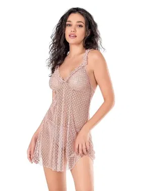 Ahu Lingerie Fantezi Kısa Tül Pudra Gecelik Ahu Primoda 4148