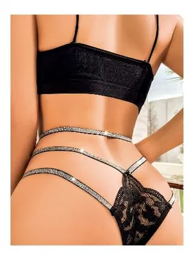 NightLight Fantezi Siyah Britli Külot NightLight 9141 - Alternatif Görünüm