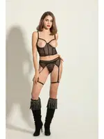 Fantezi Siyah Göğsü Açık Büstiyer String Ve Jartiyer Takım Gallipoli MGP6382 Siyah detay görünüm