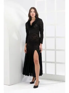 Moonlight Fantezi Yakası Tüy Detaylı Elbise Moonlight 9449