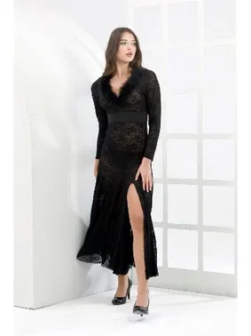 Moonlight Fantezi Yakası Tüy Detaylı Elbise Moonlight 9449 - Alternatif Görünüm