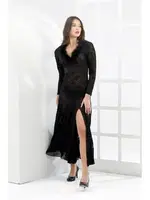 Fantezi Yakası Tüy Detaylı Elbise Moonlight 9449 Siyah detay görünüm