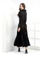 Fantezi Yakası Tüy Detaylı Elbise Moonlight 9449 Siyah farklı açı