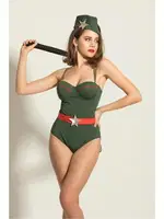 Fantezi Yeşil Straplez Çıtçıtlı Badi Ve Şapka Takım Gallipoli MGP6480 Yeşil