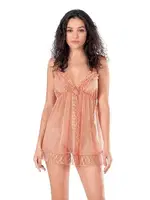 Fırfır Koral Kısa Tül Gecelik Ahu Primoda 4125 Somon