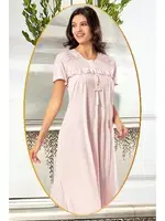 Fırfırlı Düğmeli Hamile Lohusa Sabahlık Gecelik Takımı XSES 2375 Pudra detay görünüm