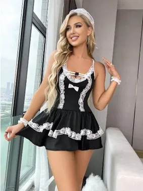 İzabel Fırfırlı Transparan Dekolteli Hizmetçi Kostüm İzabel 9007