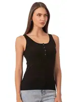 Fitilli Pamuklu Likralı Kaşkorse Patlı Kalın Askılı Örme Kadın Atlet Özkan 27063  Siyah görsel 19