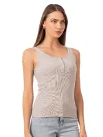 Fitilli Pamuklu Likralı Kaşkorse Patlı Kalın Askılı Örme Kadın Atlet Özkan 27063  Gri görsel 8