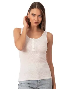 Özkan Fitilli Pamuklu Likralı Kaşkorse Patlı Kalın Askılı Örme Kadın Atlet Özkan 27063 