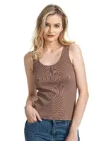 Fitilli Pamuklu Örme Kalın Askılı Kadın Atlet Özkan 26815  Kahverengi görsel 21