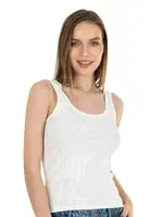 Fitilli Pamuklu Örme Kalın Askılı Kadın Atlet Özkan 26815  Ekru görsel 14