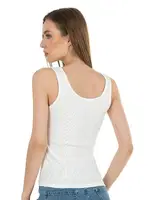 Fitilli Pamuklu Örme Kalın Askılı Kadın Atlet Özkan 26815  Ekru görsel 13