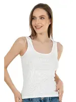 Fitilli Pamuklu Örme Kalın Askılı Kadın Atlet Özkan 26815  Ekru görsel 12